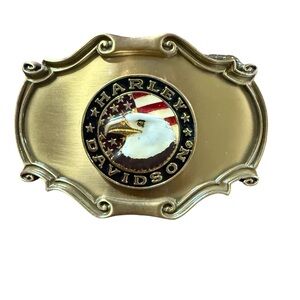 Vintage Harley Davidson Brass Patriotic Belt Buckle Made in  USA 70s Collectible